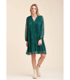 Korte Jurk In Tie & Dye Printed Polyester