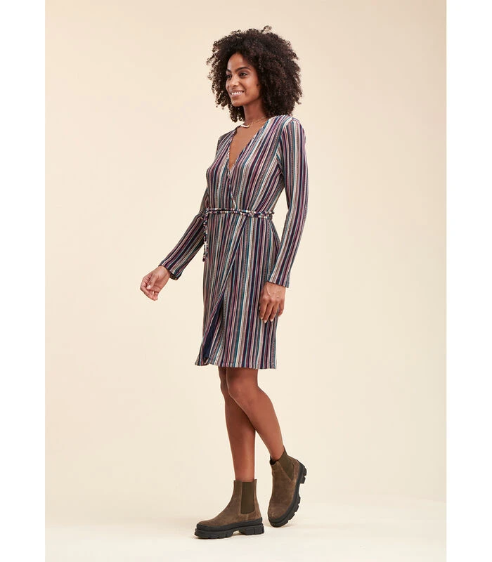 Overslagjurk Met Meerkleurige Strepen 5 Overslagjurk Met Meerkleurige Strepen - Afbeelding 3