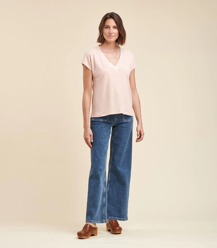 T-shirt Van Linnen En Katoen 4 T-shirt Van Linnen En Katoen - Afbeelding 2