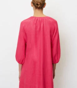 Marc O'Polo Korte Linnen Jurk Met V-hals -VivaMode Winkel 13531ff365064413a3d38ccb4f3128c8