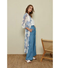 Tuniekjurk Met Azuurblauw En Wit