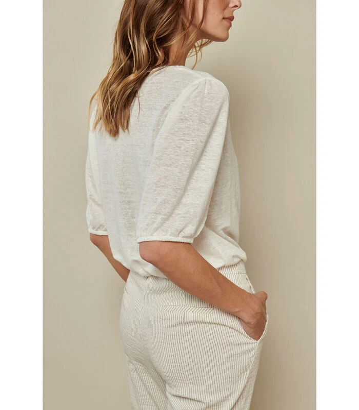 Effen Ecru T-shirt 4 Effen Ecru T-shirt - Afbeelding 2