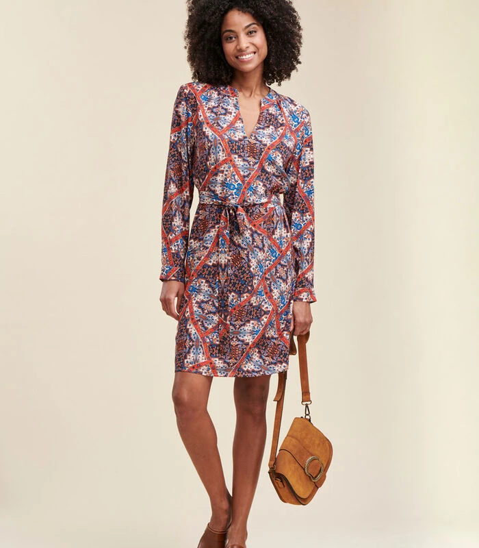 Losjes Vallende Korte Jurk Met Etnische Print 6 Losjes Vallende Korte Jurk Met Etnische Print - Afbeelding 4