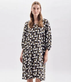 Seidensticker Jurk Stippen 3/4 Mouwen V-Hals