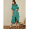 Lange Jurk In Groen Satijn -VivaMode Winkel 30b6c28f9920494fab901b3e64b999f4