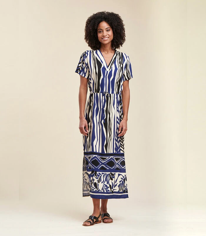 Maxi-jurk Met Etnische Print En Recht Model 4 Maxi-jurk Met Etnische Print En Recht Model - Afbeelding 2