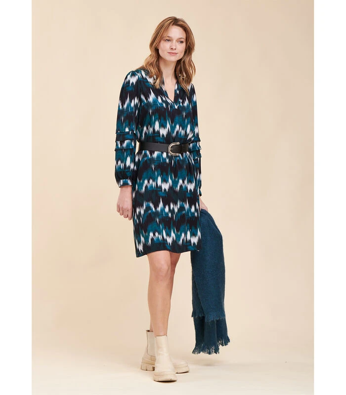 Kort Gedrukte Rechte Gesneden Jurk 3 Kort Gedrukte Rechte Gesneden Jurk