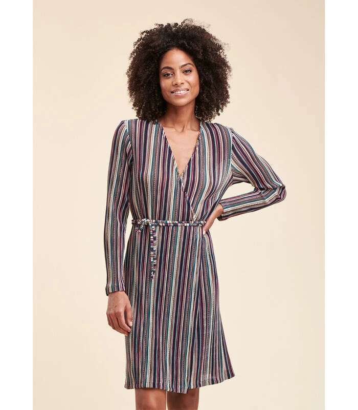 Overslagjurk Met Meerkleurige Strepen 4 Overslagjurk Met Meerkleurige Strepen - Afbeelding 2