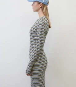 Gestreepte Jersey Jurk Slim -VivaMode Winkel 5f6a9fa90be4481488ca2fdca42676e1