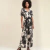 Ecovero™ Viscose Loszittende Jumpsuit Met Groenteprint