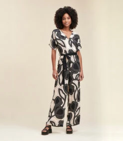 Ecovero™ Viscose Loszittende Jumpsuit Met Groenteprint