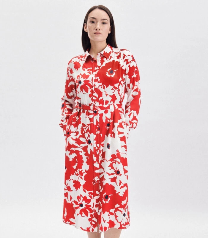 Seidensticker Jurk Bloemen Lange Mouwen Kraag 3 Seidensticker Jurk Bloemen Lange Mouwen Kraag