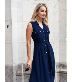 Lange Jurk In Vloeiende Overhemdstijl Stropdas SANTINA -VivaMode Winkel 7ec297de18ef4557806cbe49715fc68e