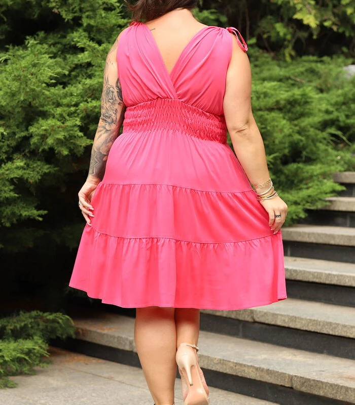 JOELA Wijd Uitlopende Jurk Met Ruches 5 JOELA Wijd Uitlopende Jurk Met Ruches - Afbeelding 3