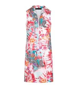 Stropdas En Dye Print Jurk Met Rits NASSAU