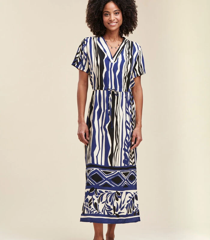 Maxi-jurk Met Etnische Print En Recht Model 3 Maxi-jurk Met Etnische Print En Recht Model