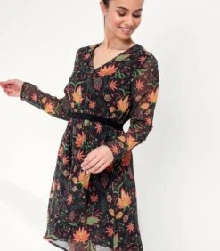 Vloeiende Jurk Bedrukte Sluier DASKAL