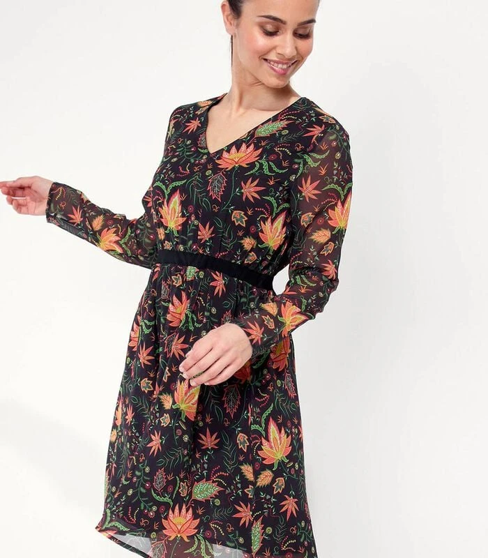 Vloeiende Jurk Bedrukte Sluier DASKAL 3 Vloeiende Jurk Bedrukte Sluier DASKAL