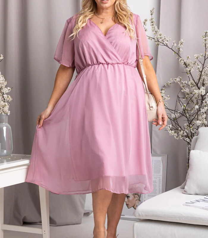 Jurk Van Chiffon Gesneden Onder De Buste DENISA 4 Jurk Van Chiffon Gesneden Onder De Buste DENISA - Afbeelding 2