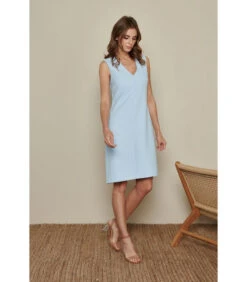 Lichtblauwe Midi-jurk