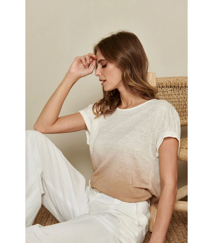 Bi-col Dégradé T-shirt In Zandtinten 3 Bi-col Dégradé T-shirt In Zandtinten