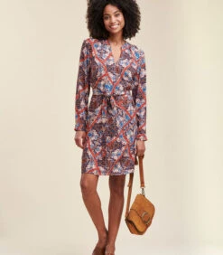 Losjes Vallende Korte Jurk Met Etnische Print