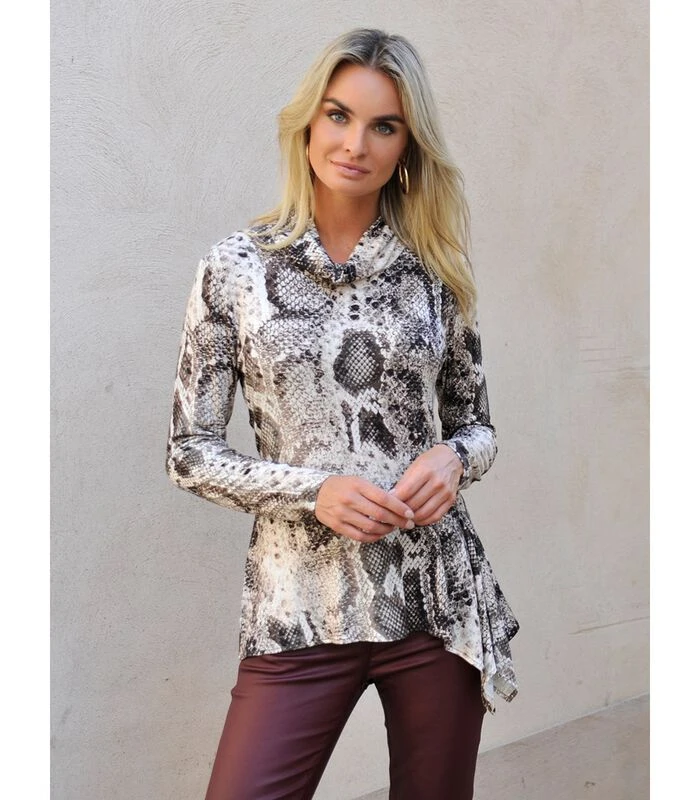 Zacht T-shirt Van Viscose Met Slangenprint DENNY 4 Zacht T-shirt Van Viscose Met Slangenprint DENNY - Afbeelding 2