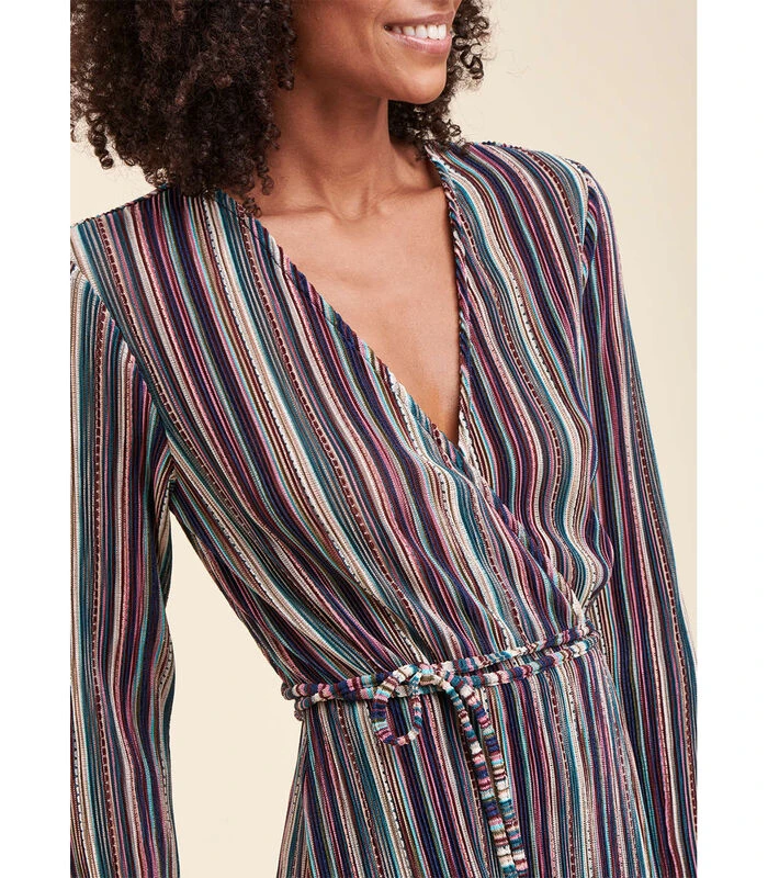 Overslagjurk Met Meerkleurige Strepen 6 Overslagjurk Met Meerkleurige Strepen - Afbeelding 4