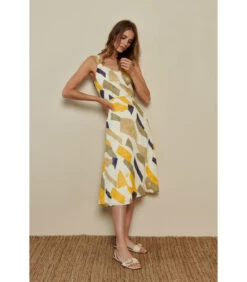 Zomerse Midi-jurk Met Tricolor Print