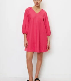 Marc O'Polo Korte Linnen Jurk Met V-hals