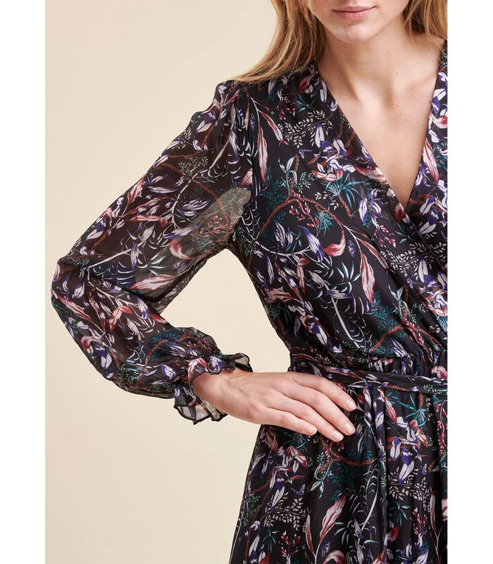 Lange Jurk Met Bloemrijke Print In Viscose En Zijden Sluier 6 Lange Jurk Met Bloemrijke Print In Viscose En Zijden Sluier - Afbeelding 4