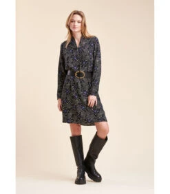 Rechter Korte Jurk Gedrukt In Ecovero ™ Eco -Responsible Viscose