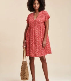 Korte Ruimvallende Jurk Met Print