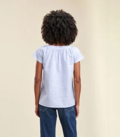 Losse Top Van Katoenen Voile Met Fijne Strepen -VivaMode Winkel d2affce2d47c43c09c856c7a8afb5a04