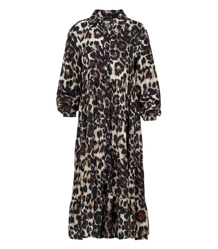 Jurk Met Dierenprint En Knoopdetail 4 Jurk Met Dierenprint En Knoopdetail - Afbeelding 2