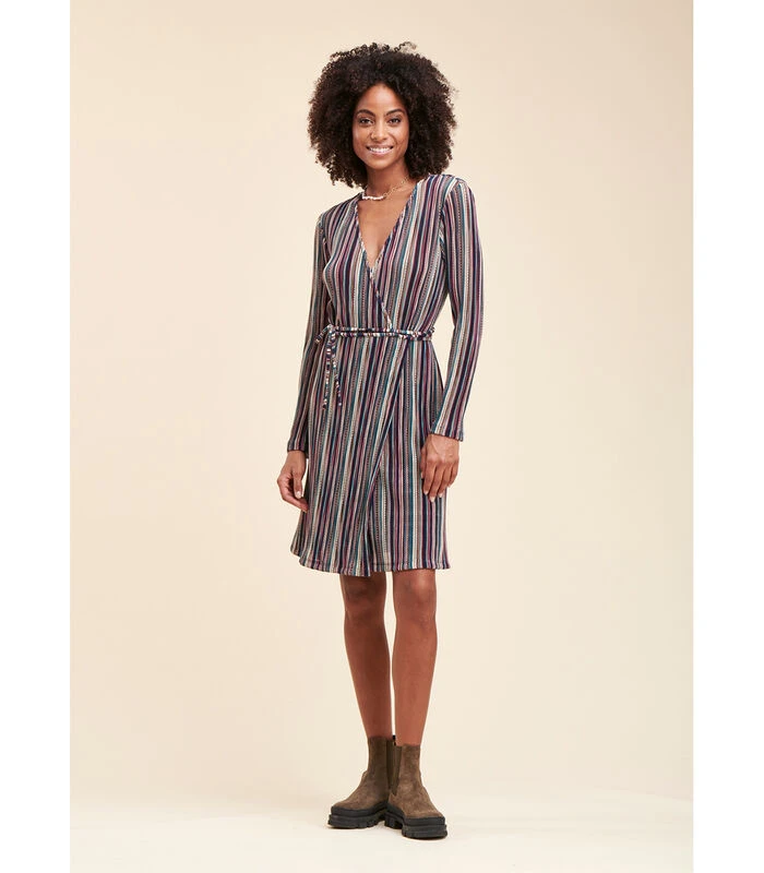 Overslagjurk Met Meerkleurige Strepen 3 Overslagjurk Met Meerkleurige Strepen