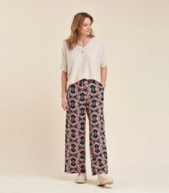 Bedrukte Broek Met Wijde Pijpen