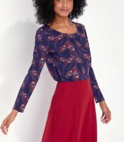 T-shirt Evasé Katoen Gevlamd Bedrukt KANPUR