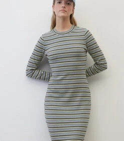 Gestreepte Jersey Jurk Slim