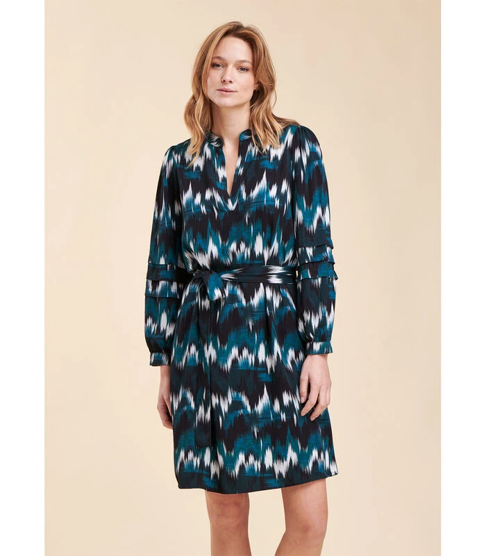 Kort Gedrukte Rechte Gesneden Jurk 4 Kort Gedrukte Rechte Gesneden Jurk - Afbeelding 2